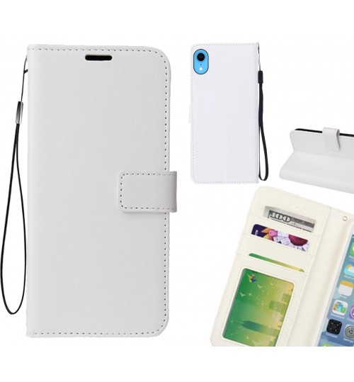 Iphone Xr Case Fine Leather Wallet Case - White