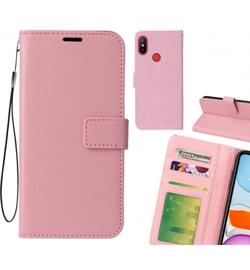 Xiaomi Mi 6x Case Fine Leather Wallet Case - Pink