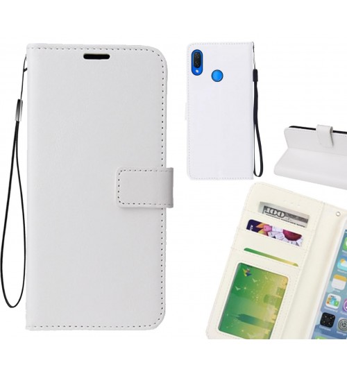 Huawei Nova 3i Case Fine Leather Wallet Case - White