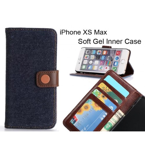 Iphone Xs Max  Case Ultra Slim Retro Jeans Wallet Case - Black