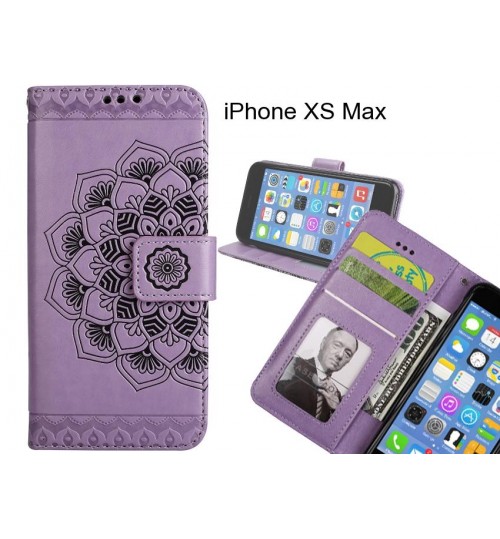 iPhone XS Max Case mandala embossed leather wallet case 3 cards lanyard case