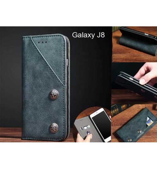 Galaxy J8 Case ultra slim retro leather wallet case 2 cards magnet