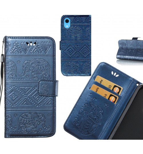 iPhone XR case Wallet Leather flip case Embossed Elephant Pattern