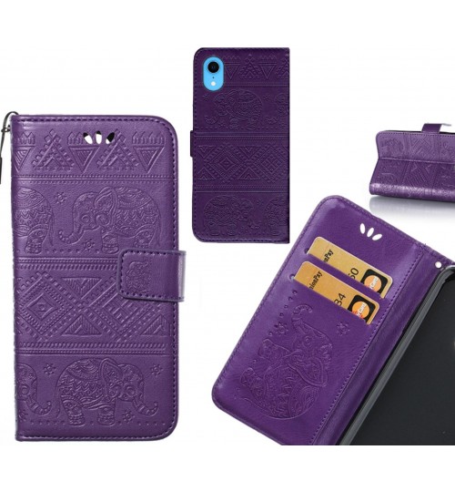 iPhone XR case Wallet Leather flip case Embossed Elephant Pattern