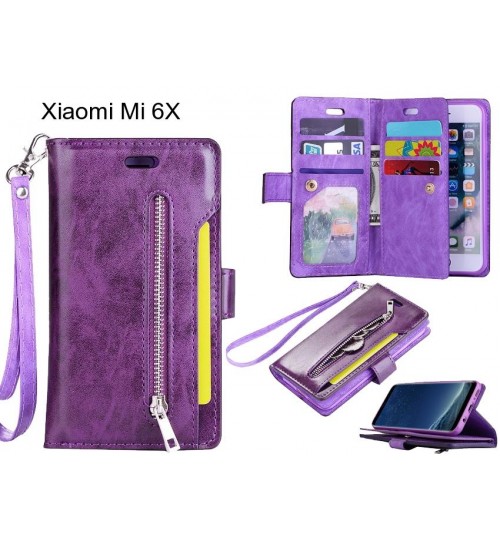 Xiaomi Mi 6X case 10 cards slots wallet leather case with zip