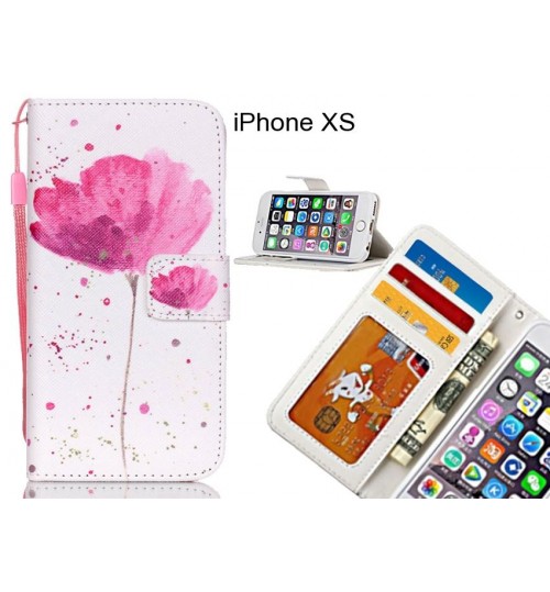 iPhone XS case 3 card leather wallet case printed ID