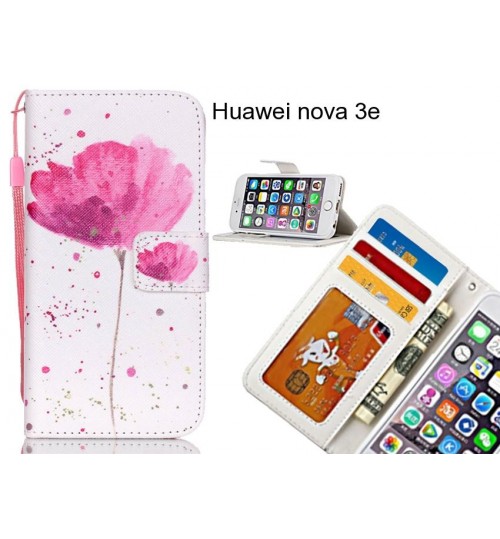 Huawei nova 3e case 3 card leather wallet case printed ID