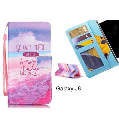 Galaxy J8 case 3 card leather wallet case printed ID