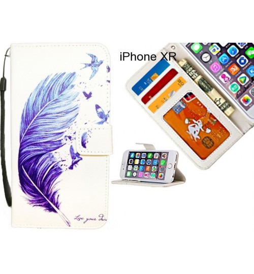 iPhone XR case 3 card leather wallet case printed ID