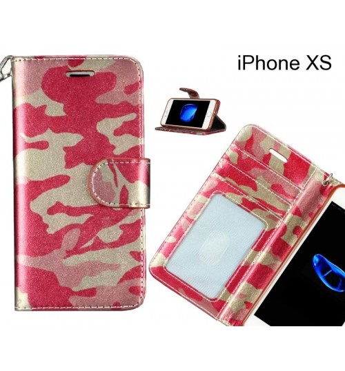 iPhone XS case camouflage leather wallet case cover