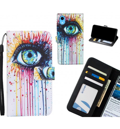 iPhone XR case 3 card leather wallet case printed ID