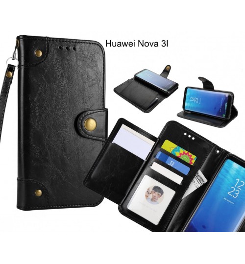 Huawei Nova 3i  Case Executive Multi Card Wallet Leather Case - Black