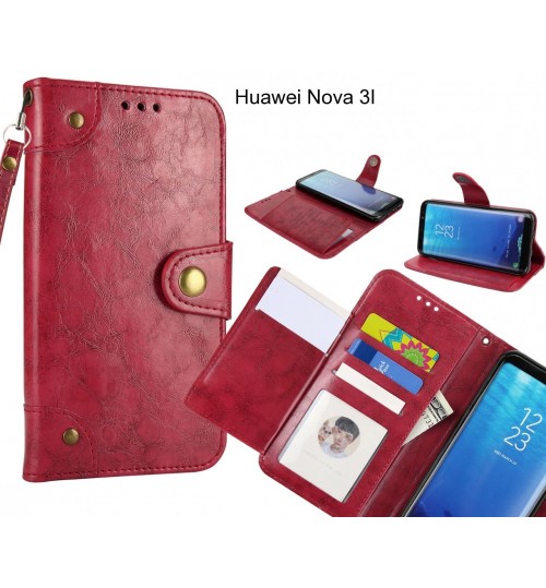 Huawei Nova 3i  Case Executive Multi Card Wallet Leather Case - Red