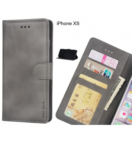 Iphone Xs Case Executive Leather Wallet Case - Grey