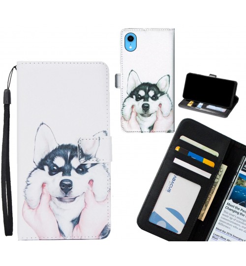 iPhone XR case 3 card leather wallet case printed ID