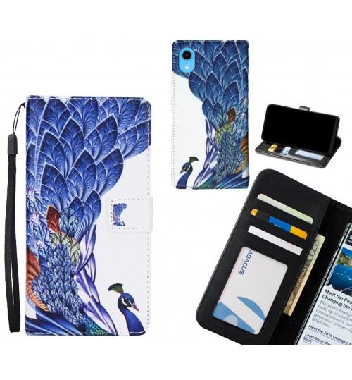 iPhone XR case 3 card leather wallet case printed ID