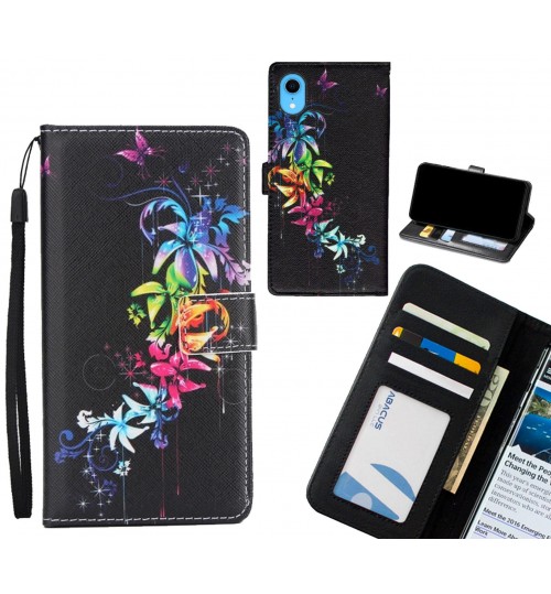 iPhone XR case 3 card leather wallet case printed ID