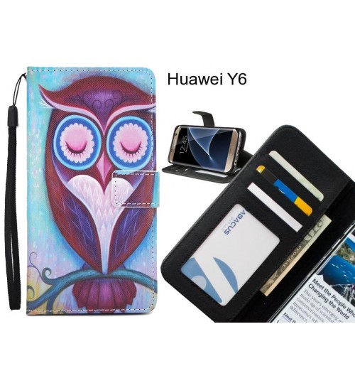 Huawei Y6 case 3 card leather wallet case printed ID