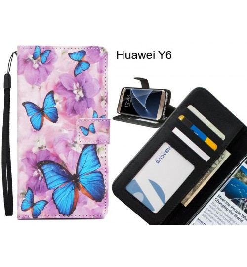 Huawei Y6 case 3 card leather wallet case printed ID