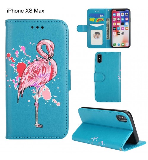 iPhone XS Max case Embossed Flamingo Wallet Leather Case