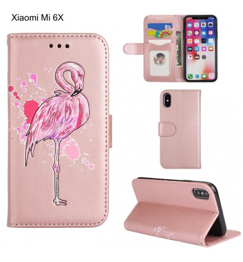Xiaomi Mi 6X case Embossed Flamingo Wallet Leather Case