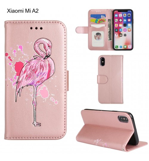 Xiaomi Mi A2 case Embossed Flamingo Wallet Leather Case