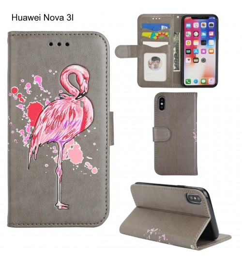Huawei Nova 3I case Embossed Flamingo Wallet Leather Case