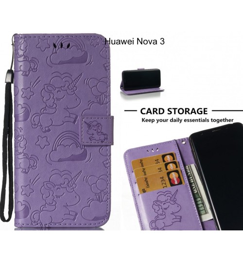 Huawei Nova 3  Case Leather Wallet case embossed unicon pattern