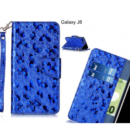 Galaxy J8 Case Wallet Leather Flip Case laser butterfly