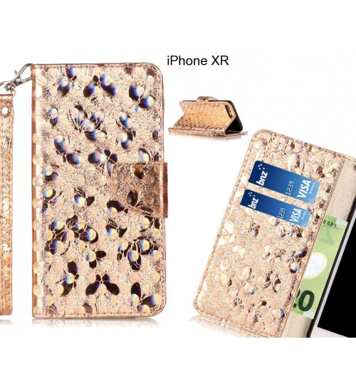 iPhone XR Case Wallet Leather Flip Case laser butterfly