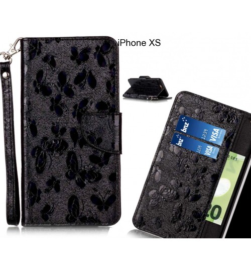 iPhone XS Case Wallet Leather Flip Case laser butterfly