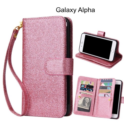 Galaxy Alpha Case Glaring Multifunction Wallet Leather Case