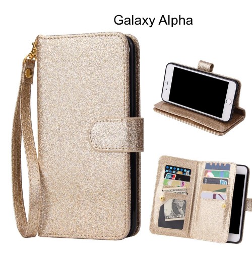 Galaxy Alpha Case Glaring Multifunction Wallet Leather Case