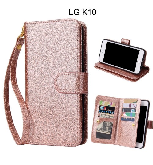 LG K10 Case Glaring Multifunction Wallet Leather Case
