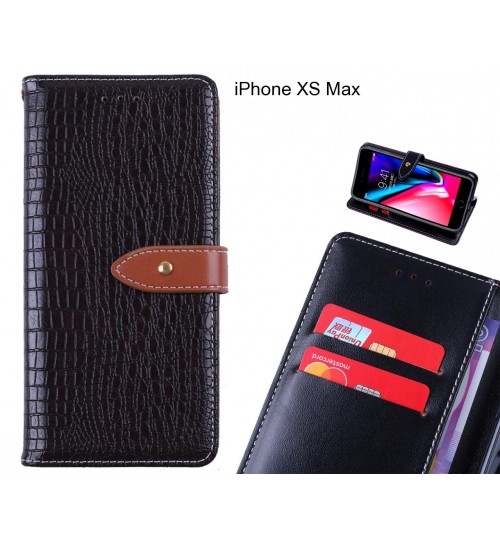 iPhone XS Max case croco pattern leather wallet case