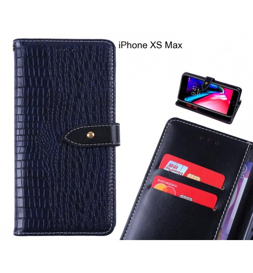 iPhone XS Max case croco pattern leather wallet case