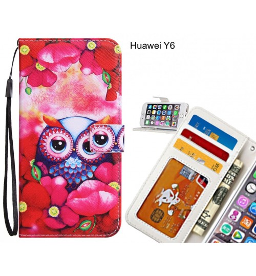 Huawei Y6 case 3 card leather wallet case printed ID