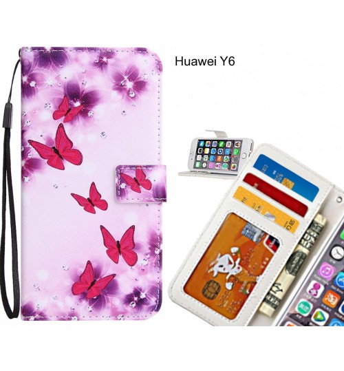 Huawei Y6 case 3 card leather wallet case printed ID