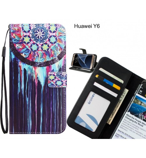 Huawei Y6 case 3 card leather wallet case printed ID