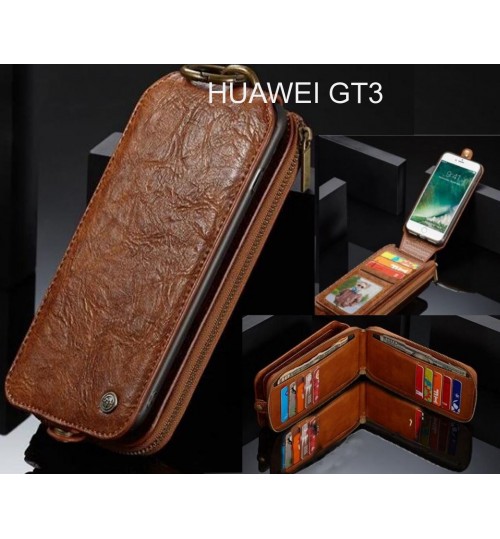 HUAWEI GT3 case premium leather multi cards 2 cash pocket zip pouch