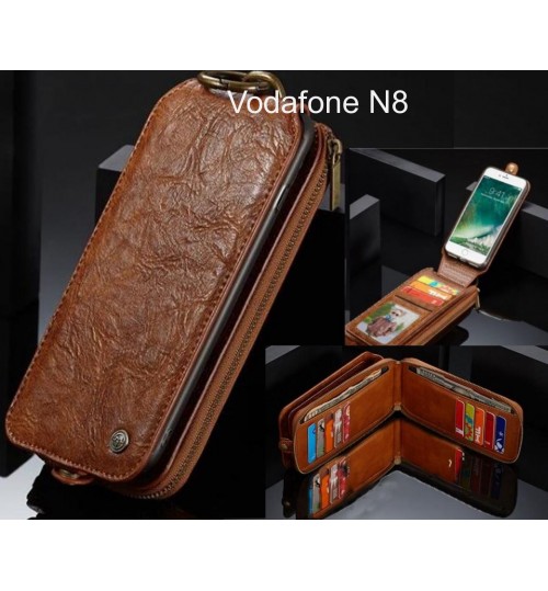Vodafone N8 case premium leather multi cards 2 cash pocket zip pouch