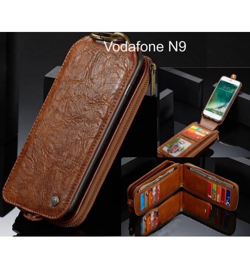 Vodafone N9 case premium leather multi cards 2 cash pocket zip pouch