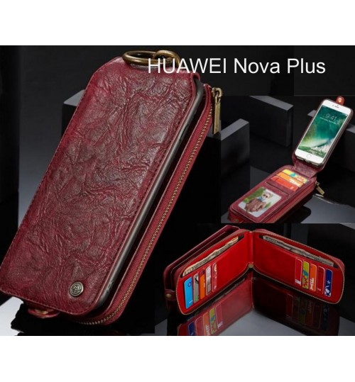 HUAWEI Nova Plus case premium leather multi cards 2 cash pocket zip pouch
