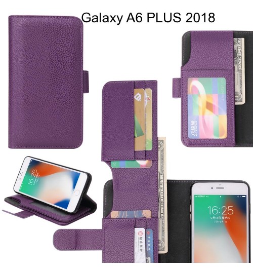 Galaxy A6 Plus 2018 Case Leather Wallet Case Cover - Purple