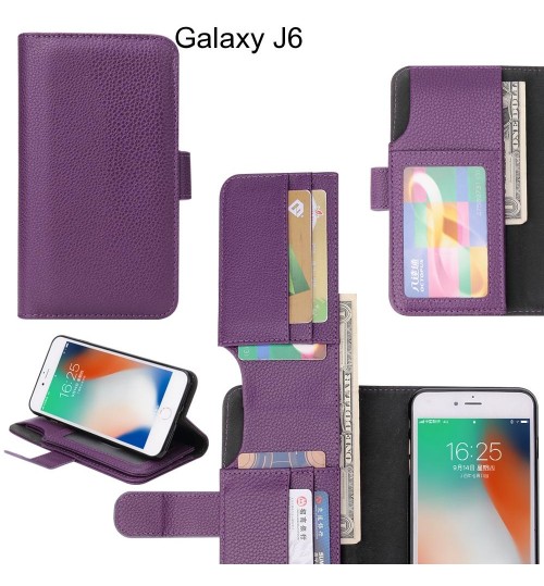 Galaxy J6 Case Leather Wallet Case Cover - Purple