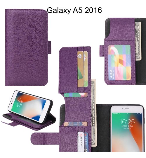 Galaxy A5 2016 Case Leather Wallet Case Cover - Purple