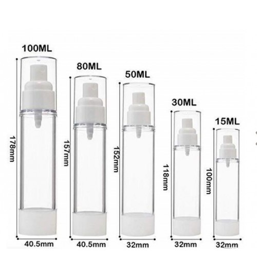 Airless Vacuum Pump refill bottle cosmetics lotion , liquid 15 ml mist nozzle