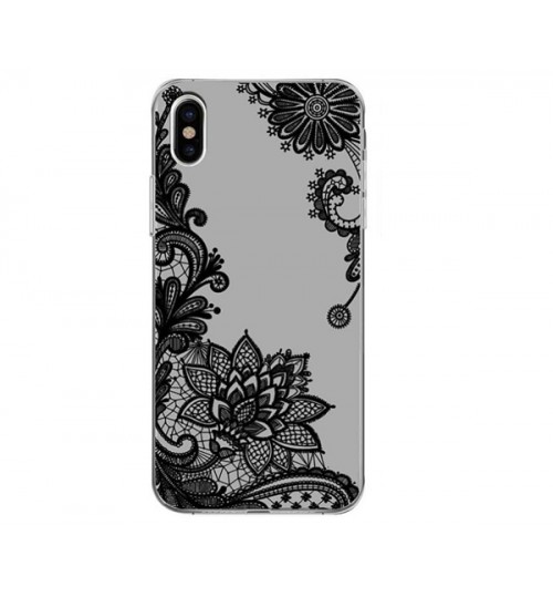 iPhone XS Lace Flower Mandala Clear Slim Soft Silicone Case Cover