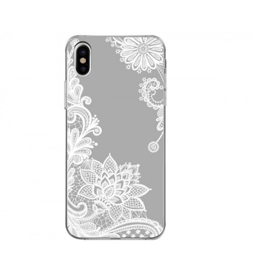 iPhone XS Lace Flower Mandala Clear Slim Soft Silicone Case Cover