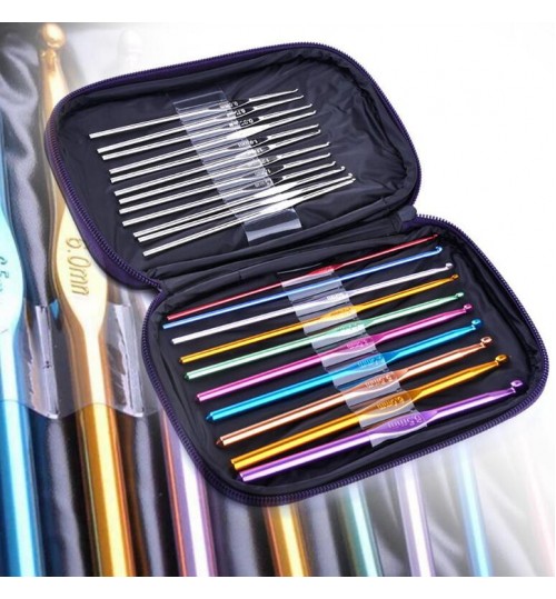 22pcs Aluminum Crochet Hook Needle Set